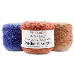 Premier Yarn Anti-Pilling Everyday Worsted Gradient Glitter Yarn skeins