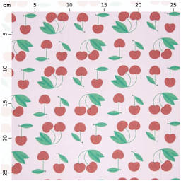 Rico Design Cotton Poplin Fabric - Pink Cherries, 50 cm x 140 cm measurements