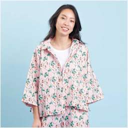 Rico Design Cotton Poplin Fabric - Pink Strawberries, 50 cm x 140 cm completed pajama project