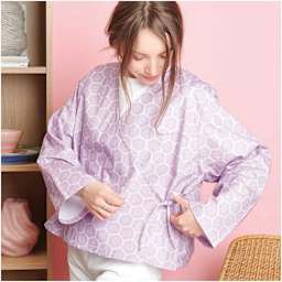 Rico Design Cotton Poplin Fabric - Lilac Rosette, 50 cm x 140 cm completed shirt project