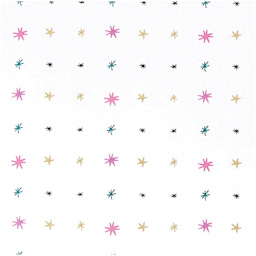 Rico Design Printed Cotton Fabric - Gold and Neon Stars, 50 cm x 140 cm