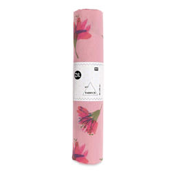 Rico Design Printed Cotton Fabric - Salmon Watercolour Blossoms, 50 cm x 140 cm in packaging
