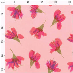 Rico Design Printed Cotton Fabric - Salmon Watercolour Blossoms, 50 cm x 140 cm measurement