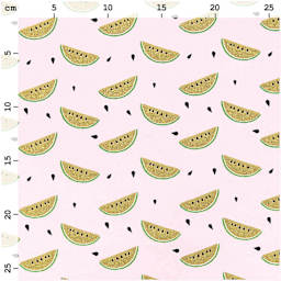 Rico Design Printed Cotton Fabric - Powder and Gold Melon, 50 cm x 140 cm measurements