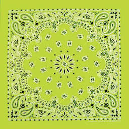 Hav-A-Hank Novelty Bandana - Neon Green Paisley, 22" W x 22" L