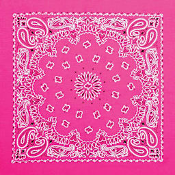 Hav-A-Hank Novelty Bandana - Neon Pink Paisley, 22" W x 22" L