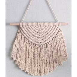 Leisure Arts Macramé Half Circle Kit, completed hanging on wall