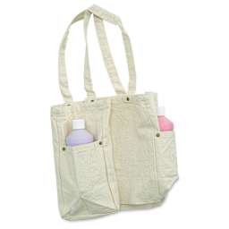 Harvest Import Washed Canvas Tote Bag - Natural, Side Pockets, paint bottles inside (not included)