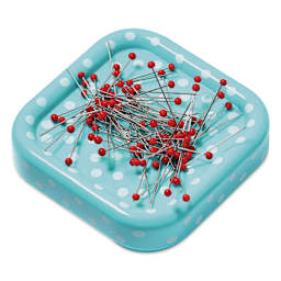 Prym Love Magnetic Pin Cushion Dish - Square with Pins (At an angle)