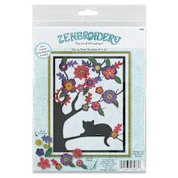 Design Works Zenbroidery Felt Applique Kits - Cat in Tree Silhouette (Front of packaging)