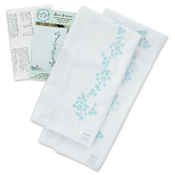 Design Works Stamped For Embroidery Pillowcase - Blue Daisies, Pkg of 2, contents laid out
