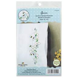 Design Works Stamped For Embroidery Pillowcase - Bees, Pkg of 2, front of packaging