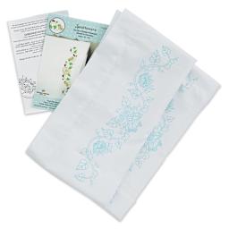 Design Works Stamped For Embroidery Pillowcase - Sunflowers, Pkg of 2, contents laid out
