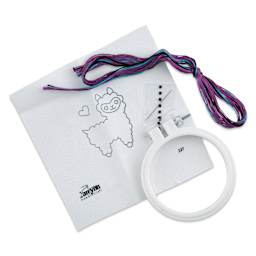 Design Works Punch Needle Kit - Llama, contents laid out