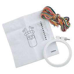 Design Works Punch Needle Kit - Llama with Crown, contents laid out
