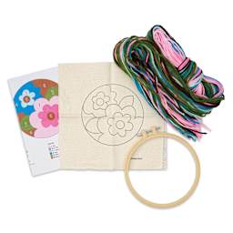 Design Works Yarn Punch Needle Kit - Retro Floral, kit contents