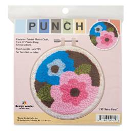 Design Works Yarn Punch Needle Kit - Retro Floral, front of packaging