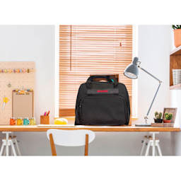 Singer Universal Sewing Machine Canvas Tote Bag, bag on top of a desk