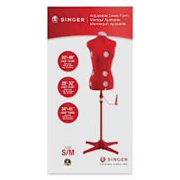 Singer Adjustable Dress Form - Small/Medium, Red, front of the packaging. 