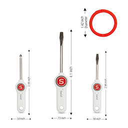Singer Screwdriver Set - Pkg of 3, displaying measurements of screwdrivers and ring