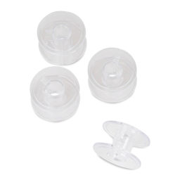 Singer Sewing Machine Bobbins - Class 15, Clear, Pkg of 4, outside of the packaging