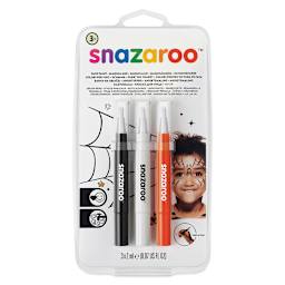 Snazaroo Face Paint Brush Pen Set - Front of blister package of 3 Halloween Colors