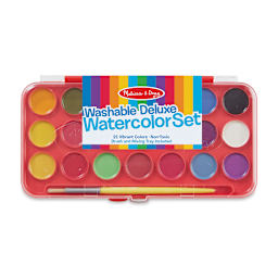 Melissa & Doug Deluxe Watercolor Pan Set - Set of 21, Vibrant Colors, Round (Paint pan lid closed)