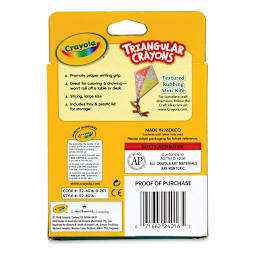 Crayola Triangular Crayons - Set of 16, back of the packaging
