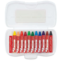 Faber-Castel Jumbo Beeswax Crayons -  open package showing contents of set of 12