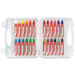 Faber-Castel Jumbo Beeswax Crayons - Open case of 24 pc set showing crayons