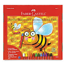 Faber-Castell Jumbo Beeswax Crayon Sets - Front of package of Class pack of 240
