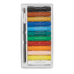 Faber-Castell Gel Sticks - Set of 13, Assorted, sticks inside tray and included brush