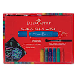 Faber-Castell Gel Sticks -  Set of 140, Metallic Colors, back of the packaging