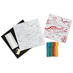 Faber-Castell Color By Number Sets - Component markers and boards of T-Rex set shown