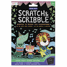 Ooly Scratch and Scribble Mini Scratch Art Kit - Front of package of Safari Party