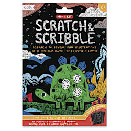 Ooly Scratch and Scribble Mini Scratch Art Kit - Front of package of Dinosaur Days

