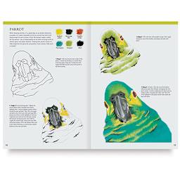 Drawing Made Easy: Colored Pencil - Spread with steps to draw a Parrot