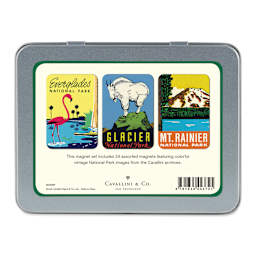 Cavallini National Parks Magnet Set (Back of tin packaging)