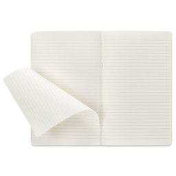 Moleskine Cahier Journals - 8-1/4" x 5", Ruled, Kraft, Pkg of 3, page being torn from journal