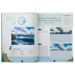Painting with Bob Ross - Inside spread titled "Surf's Up"