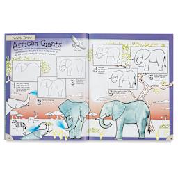 How to Draw Series - Inside spread of Animals Book showing how to draw Giant Animals
