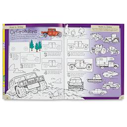 How to Draw Series - Inside spread of Vehicle Book showing how to draw Off-Roaders
