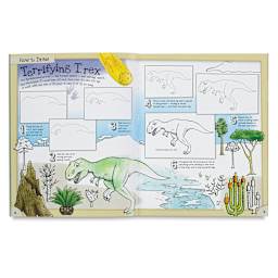 How to Draw Series - Inside spread of Dinosaur Book showing how to draw a T-Rex