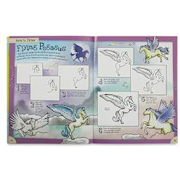 How to Draw Series - Inside spread of Monster Book showing how to draw a Flying Pegasus