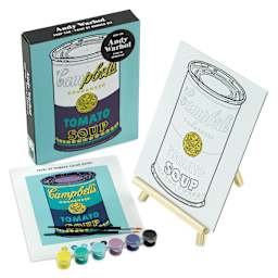 Andy Warhol Soup Can Paint By Number Kit (front of packaging with contents)
