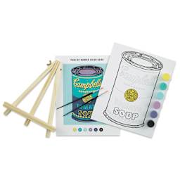 Andy Warhol Soup Can Paint By Number Kit (contents top view)