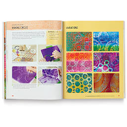 Gelli Plate Printing - Inside spread showing circle variations
