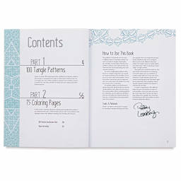 The Coloring Book of Tangle Patterns - Inside spread with Table of Contents