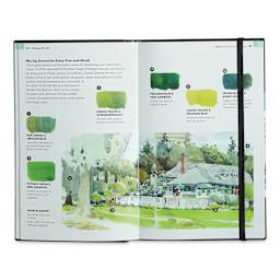 The Urban Sketching Handbook: Working with Color - Spread on working with shades of Green