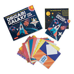 Origami Galaxy for Kids - Component papers and instructions shown